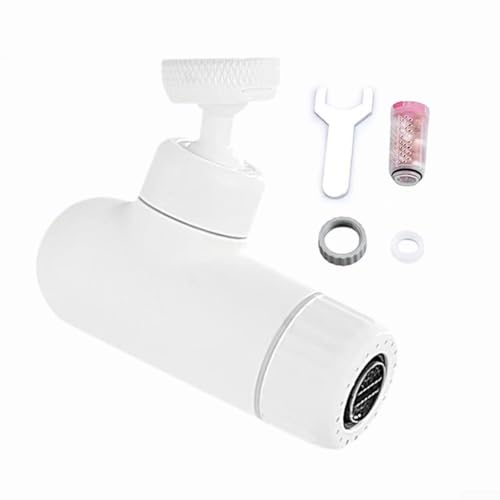Wasserfilter-Luftsprudler mit 720-Grad-Drehung, einstellbarer Durchfluss zwischen Blasen- und Sprühmodi, Spritzbetrieb, passend für 22/24 mm Wasserhahnanschlüsse, inklusive Filterelement (weiß) von Violiica