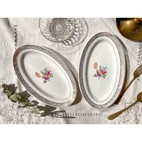 Paar Vintage Ceranord Porzellan-Raviers Modell Eve - Kleine Porzellanschale Servierschale ~-Aperitifschale Blumenmotiv Schalen von Violn