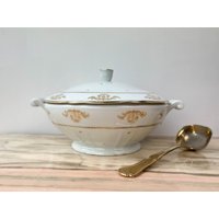 Beerenporzellan-Terrine, Hergestellt in Frankreich, Weißgold-Porzellan, Vintage-Geschirr, Luxus-Geschirr von Violn