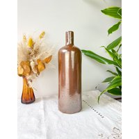 Vintage Schillernde Braune Steinzeugflasche ~ Vase Soliflore Vintage-Keramik Vintage-Dekoration von Violn