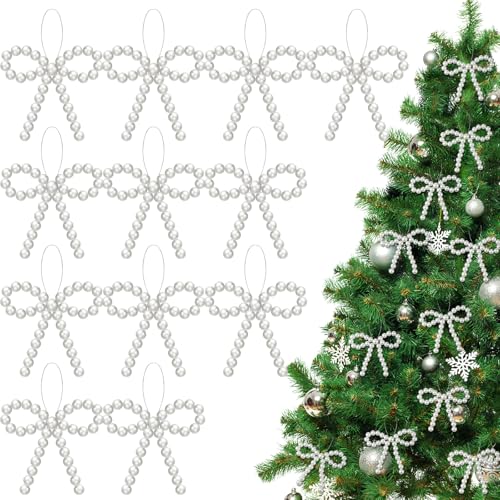 VioraWhite 12 Stück Weihnachtsschleifen mit Perlen – Perlenverzierungen für Weihnachtsbaum-Schleifen, hängende Ornamente für Weihnachten, Party, Handwerk, Kränze, Baum, Geschenkverpackungen VioraWhite 12 Stück Weihnachtsschleifen mit Perlen – Perlenverzierungen für Weihnachtsbaum-Schleifen, hängende Ornamente für Weihnachten, Party, Handwerk, Kränze, Baum, Geschenkverpackungen von VioraWhite
