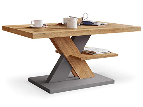 Viosimc Couchtisch, Moderner Wohnzimmertisch, Modern Möbel Wohnzimmer, Kaffeetisch, Sofatisch mit Großer Ablage, Beistelltisch für Tee und Kaffee – Coffee Table for Living Room - Retro Grau von Viosimc