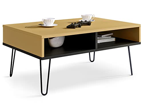 Viosimc Couchtisch Industrial Style Gold, Kaffeetisch, Modernes Möbelstück, Coffee Table für das Wohnzimmer, Moderner Wohnzimmertisch, Beistelltisch Maße 90x60x40 cm (Gold - Schwarz) von Viosimc