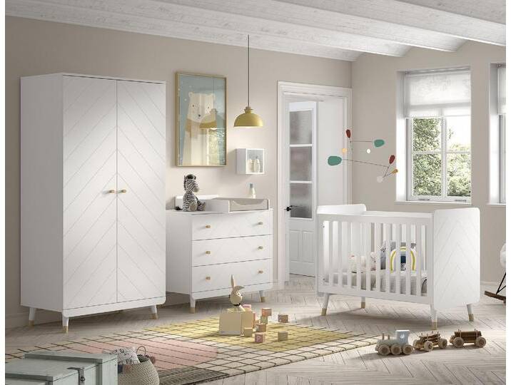 Babymöbel-Set VIPACK, weiß (satin weiß), ohne Matratze, B/H: 60cm x 120cm, MDF, Schlafzimmermöbel-Sets, 4- tlg. bietet alles für Ihr Kinderzimmer, Ausf. satin weiß lackiert von Vipack