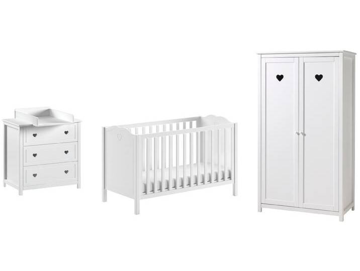 Babyzimmer-Komplettset VIPACK Amori Set 4-tlg. mit nostalgischer Herz-Optik, TOP Komplett-Angebot , weiß, ohne Matratze, B/H: 60cm x 120cm, Schlafzimmermöbel-Sets, Set mit viel Stauraum durch Kommode und Schrank, Bett 60/120 cm Babyzimmer-Komplettset VIPACK Amori Set 4-tlg. mit nostalgischer Herz-Optik, TOP Komplett-Angebot , weiß, ohne Matratze, B/H: 60cm x 120cm, Schlafzimmermöbel-Sets, Set mit viel Stauraum durch Kommode und Schrank, Bett 60/120 cm von Vipack