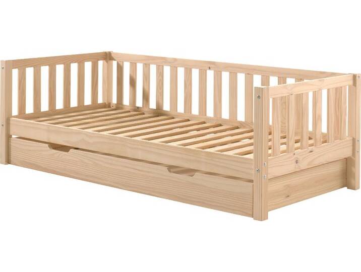 Einzelbett VIPACK Sprossenumrandung, Kiefer massiv, stabil gebaut und zeitloses Design , beige (milky pine), B:97,8cm H:68cm L:211,2cm, Betten, inkl. Rolllattenrost, mit oder ohne Bettschublade von Vipack