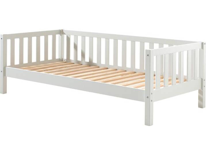 Einzelbett VIPACK Sprossenumrandung, Kiefer massiv, stabil gebaut und zeitloses Design , weiß, B:97,8cm H:68cm L:211,2cm, Betten, inkl. Rolllattenrost, mit oder ohne Bettschublade von Vipack