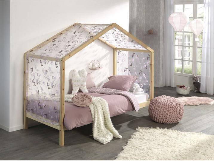 Hausbett VIPACK Dallas , beige (natur), B:97cm H:170cm L:210cm, Textilhimmel 100% Polyester, Betten, wahlweise mit Bettschublade oder Textilhimmel, Ausf. natur oder weiß von Vipack