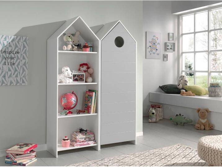 Jugendzimmer-Set VIPACK Casami, best. aus 1 Schrank mit Drehtür, 1 Regalschrank, TOP modern , grau (weiß, grau), Schlafzimmermöbel-Sets von Vipack