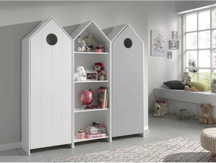 Jugendzimmer-Set VIPACK Casami, best. aus 2 Schränken mit Drehtür, 1 Regalschrank, TOP modern , grau (weiß, grau), Schlafzimmermöbel-Sets, als Kleider-/Wäscheschrank nutzbar, universell einsetzbar von Vipack