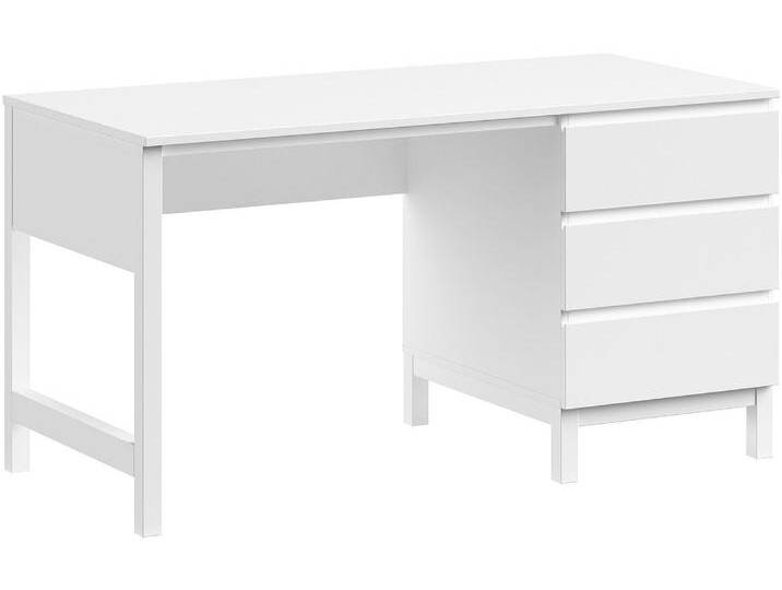 Kinderschreibtisch VIPACK mit großer Schreib- und Arbeitsfläche, guter Beinfreiheit , weiß (weiß, weiß, weiß), B:140cm H:75cm T:70cm, Tische, inkl. 3 geräumigen Schubladen (Soft-Close), Ausf. weiß lackiert von Vipack