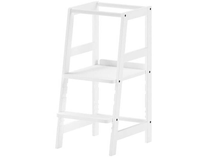 Kinderstuhl VIPACK Lernturm aus Massivholz, stabil und standfest gebaut , buche weiß, buche weiß, B:41cm H:85cm T:48,3cm, Massivholz, Stühle, Tritt und Stehfläche 3-fach verstellbar, 3 verschiedene Farben von Vipack