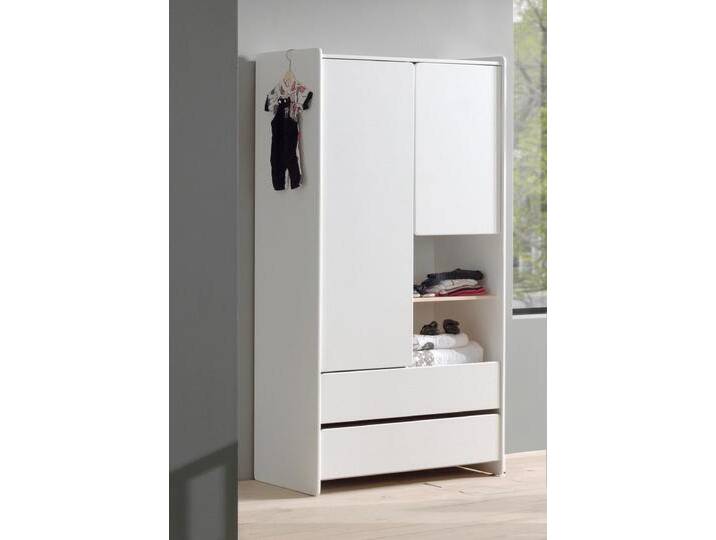 Kleiderschrank VIPACK Kiddy, mit funktioneller Einteilung und 2 Schubladen, stabil gebaut , weiß, B:90cm, Schränke, MDF-Oberfläche von Vipack