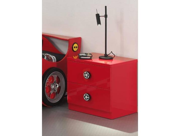 Nachtkommode VIPACK Monza, MDF glänzend rot lackiert, 2 Schubladen , rot, B:50cm H:43cm T:47cm, Spanplatte, Sideboards, rechts oder links anstellbar von Vipack