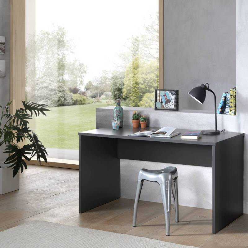 home24 Schreibtisch 140 x 75 x 65cm Schwarz/Anthrazit/Buche von home24