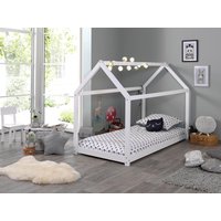 Vipack Kinderbett "Cabane, Kiefer massiv, Made in Europe, inklusive Rolllattenrost", (wahlweise in 2 Farben und 2 Größen erhältlich), Bodenfreiheit ca. 2,5 cm zur besseren Belüftung, stabil gebaut von vipack