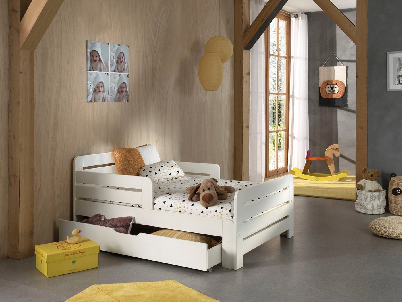 Vipack Einzelbett (Packung), Kinderbett, Länge 140 bzw. 160 und 200 cm, in Weiß oder Grau lackiert von Vipack