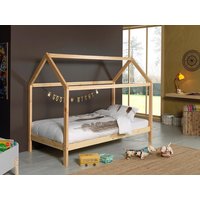 Vipack Hausbett "Dallas, Hausbett Kiefer massiv, stabil gebaut, mit Rolllattenrost", (B/H/T ca. 208x158,5x98cm, das Dach lässt sich noch hübsch dekorieren), wahlweise mit oder ohne Bettschublade, 2 Farben zur Wahl von vipack