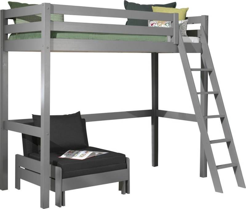 Vipack Hochbett (Made in Europe) Hochbett mit 90 x 200 cm Liegefläche, grau oder weiß lackiert von Vipack