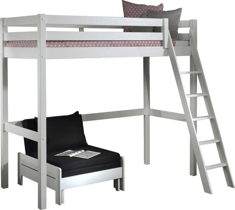 Vipack Hochbett (Made in Europe) Hochbett mit 90 x 200 cm Liegefläche, grau oder weiß lackiert von Vipack