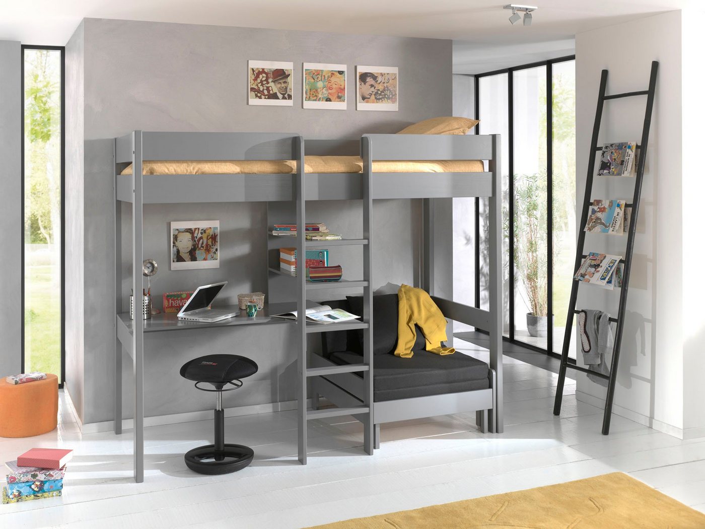 Vipack Hochbett Pino (Made in Europe) mit Sessel, Schreibplatte und Regal Vipack Hochbett Pino (Made in Europe) mit Sessel, Schreibplatte und Regal von Vipack