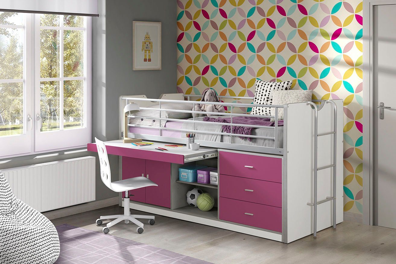 Vipack Hochbett Bonny, mit zeitloser Optik, super praktisch im Kinderzimmer (B/H/T ca. 207x116x96cm, Dekor Oberfläche, in verschieden Farben) mit großer Schreibplatte, Schubladen, Fächern, maximaler Stauraum Vipack Hochbett Bonny, mit zeitloser Optik, super praktisch im Kinderzimmer (B/H/T ca. 207x116x96cm, Dekor Oberfläche, in verschieden Farben) mit großer Schreibplatte, Schubladen, Fächern, maximaler Stauraum von Vipack