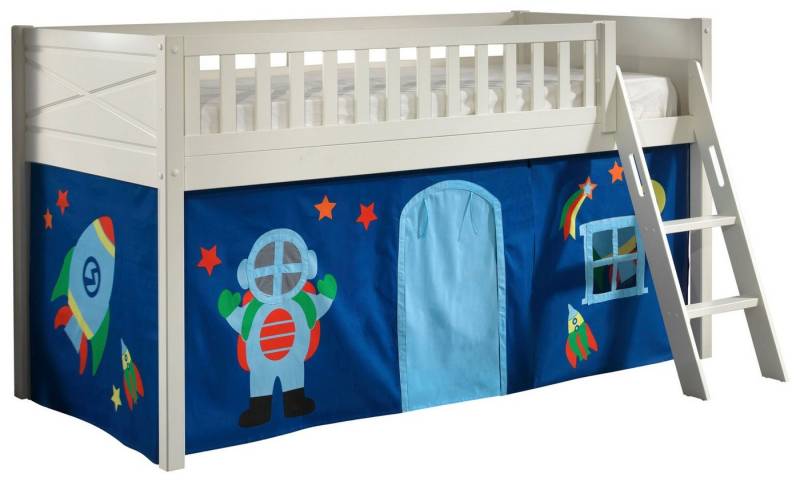 Vipack Hochbett Scott (Made in Europe) mit schräger Leiter, LF 90x200 cm, Vorhang, Tunnel, 4 Designs von Vipack