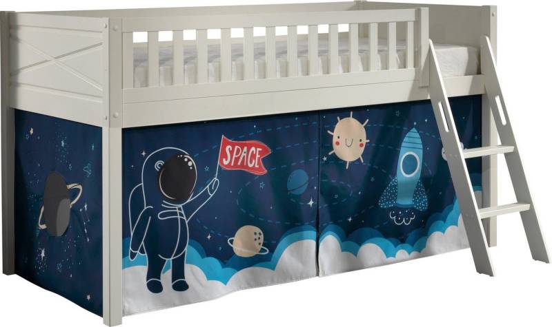 Vipack Hochbett Scott (Made in Europe) mit schräger Leiter, LF 90x200 cm, Vorhang, Tunnel, 7 Designs von Vipack