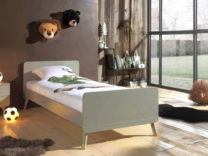 Vipack Jugendbett Billy, Einzelbett 90/200, inkl. Rolllattenrost, modernes Design (B/H/T ca. 203,6x73,5x95cm, Profil-Optik in Kopf- und Fußteil), universell einsetzbar, verschiedene Farben zur Wahl von Vipack