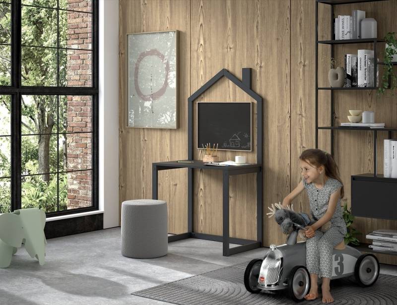 Vipack Kinderschreibtisch DALLAS, in Anthrazit lackiert - 100x150,6x50 (BxHxT) von Vipack