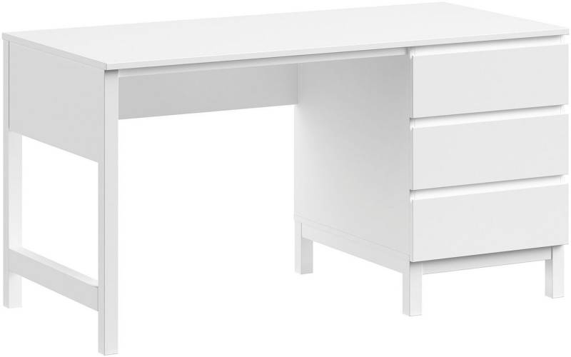 Vipack Kinderschreibtisch mit großer Schreib- und Arbeitsfläche, guter Beinfreiheit, inkl. 3 geräumigen Schubladen (Soft-Close), Ausf. weiß lackiert von Vipack
