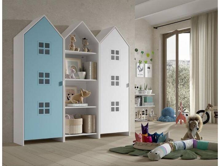 Vipack Kleiderschrank CASAMI BRUGES in Korpus Weiß / Front Blau u. Weiß, MDF, blau von Vipack