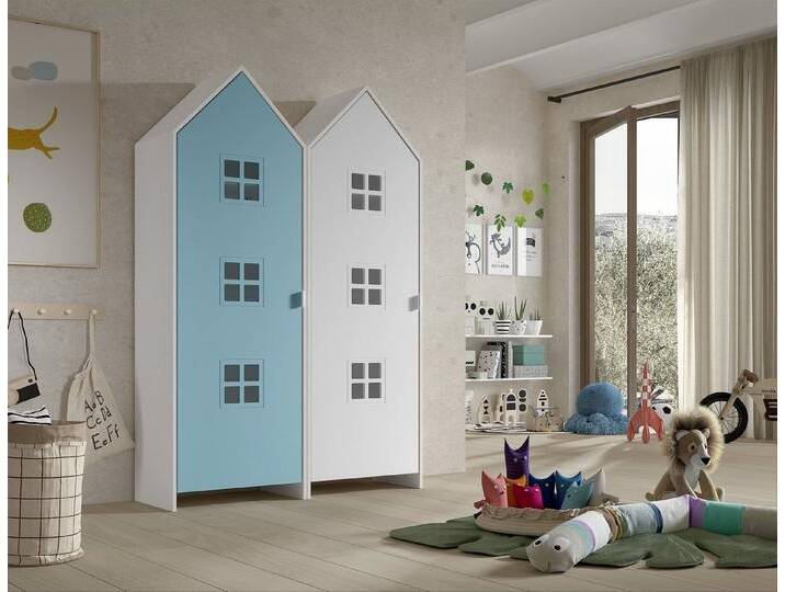 Vipack Kleiderschrank CASAMI BRUGES in Korpus Weiß / Front Blau u. Weiß, MDF, blau von Vipack
