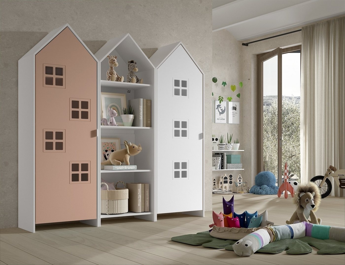 Vipack Kleiderschrank CASAMI BRUGES in Korpus Weiß / Front Pink u. Weiß, MDF von Vipack