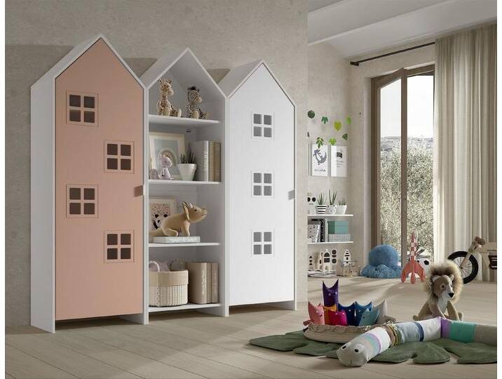 Vipack Kleiderschrank CASAMI BRUGES in Korpus Weiß / Front Pink u. Weiß, MDF von Vipack