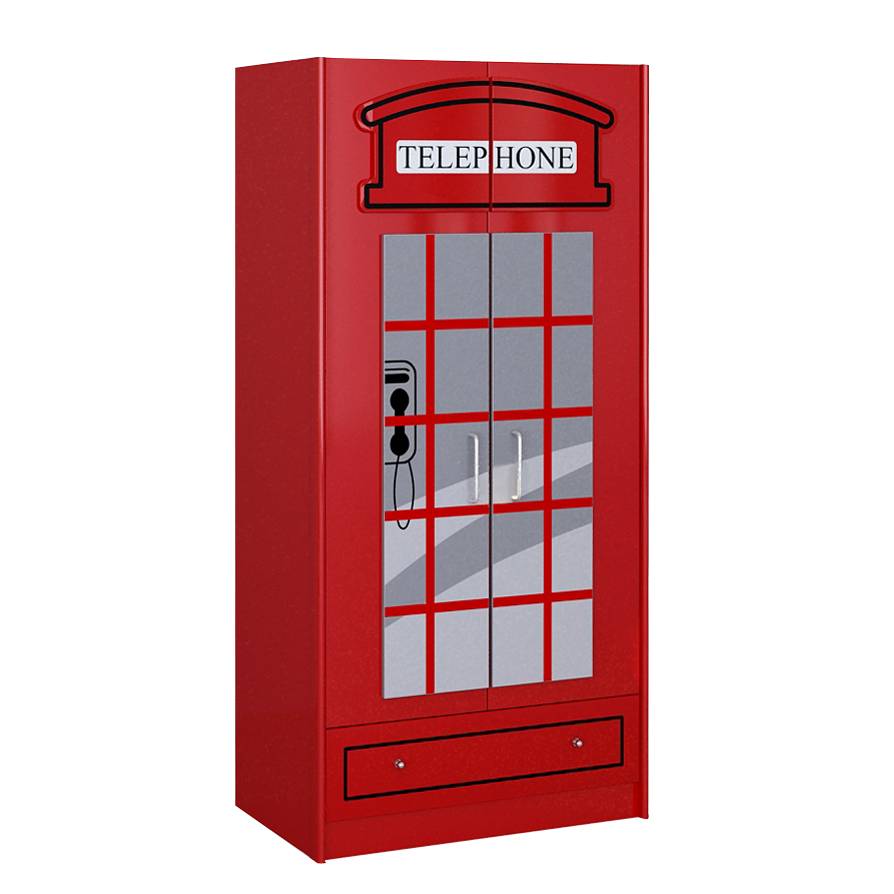 Vipack Kleiderschrank London Rot 90x190x56 cm (BxHxT) MDF von Vipack