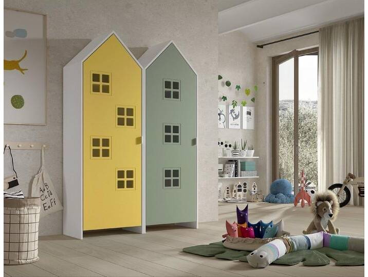 Vipack Kleiderschrank in Korpus Weiß / Front Gelb u. Grün, MDF, gelb grün von Vipack
