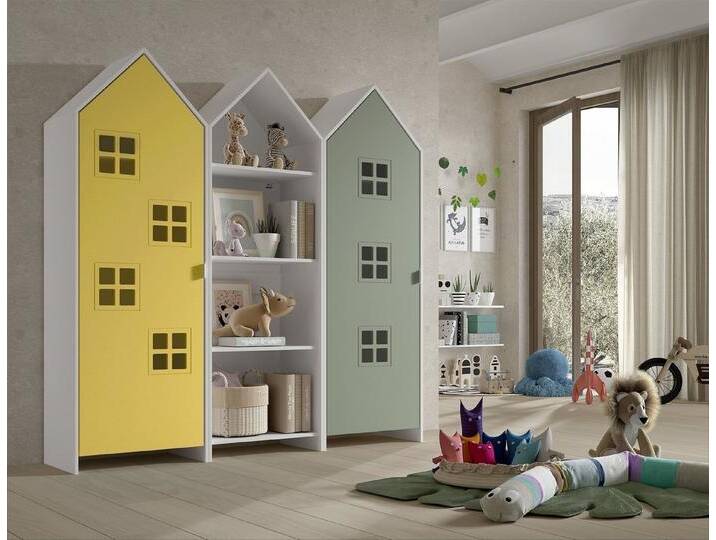 Vipack Kleiderschrank in Korpus Weiß / Front Gelb u. Grün, MDF, gelb grün Vipack Kleiderschrank in Korpus Weiß / Front Gelb u. Grün, MDF, gelb grün von Vipack