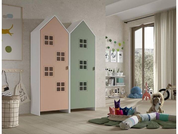 Vipack Kleiderschrank in Korpus Weiß / Front Pink u. Grün, MDF, grün Vipack Kleiderschrank in Korpus Weiß / Front Pink u. Grün, MDF, grün von Vipack