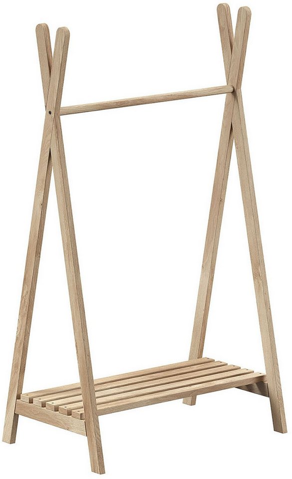 Vipack Kleiderständer Forrest universell einsetzbar, (B/H/T ca. 74x132x50 cm, Eiche massiv geölt), inkl. Schuhgitter und Kleiderstange von Vipack