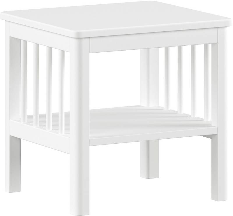 Home affaire Nachtkonsole stabil und Standfest gebaut, seitlich mit Sprossen, ein Ablageboden, kann rechts oder links angestellt werden, Buche massiv weiß lackiert von Home affaire