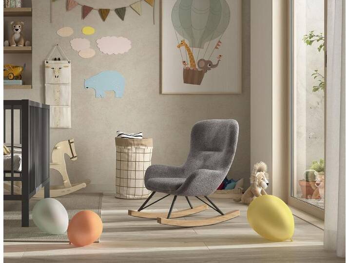 Vipack Schaukelstuhl Rocky, in flauschigem Bouclé Stoff, Kufen aus massiver Buche, Kinderschaukelstuhl für beruhigendes Schaukeln, zwei Farben, grau Vipack Schaukelstuhl Rocky, in flauschigem Bouclé Stoff, Kufen aus massiver Buche, Kinderschaukelstuhl für beruhigendes Schaukeln, zwei Farben, grau von Vipack