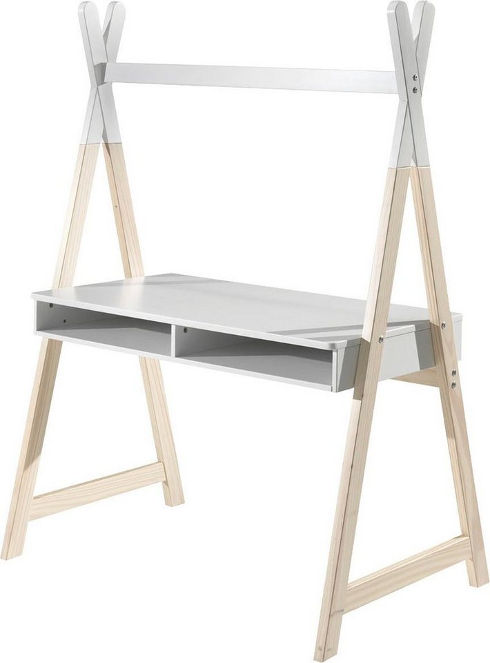 Vipack Schreibtisch Kiddy (Made in Europe), Ausgefallene Tipi Optik für den Schreibtisch, mit großer Arbeitsfläche von Vipack