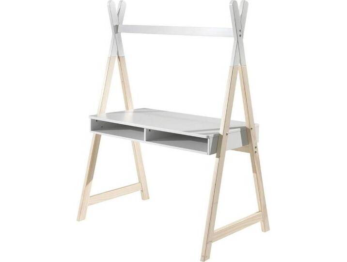 Vipack Schreibtisch Kiddy (Made in Europe), Ausgefallene Tipi Optik für den Schreibtisch, mit großer Arbeitsfläche, weiß von Vipack