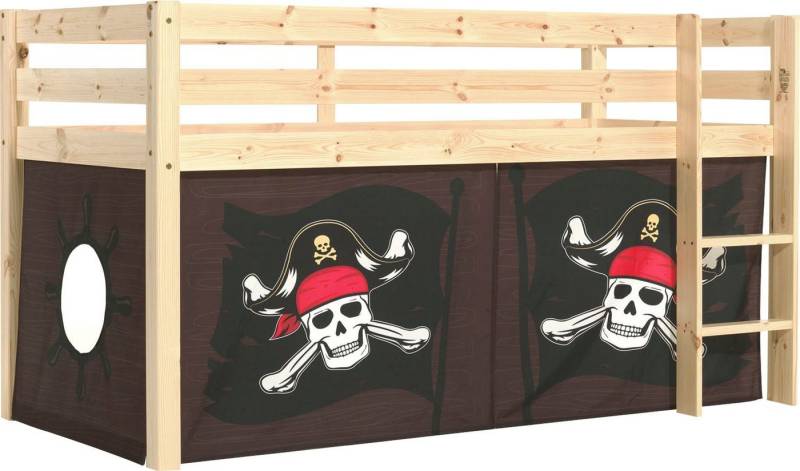 Vipack Spielbett Pino, Kiefer massiv, mit Rolllattenrost u. Textil-Set, Made in Europe (B/H/T ca. 210x114x106cm, mit Leiter und Absturzschutz), verschiedene Textil Dessins, 3 Gestellfarben zur Wahl Vipack Spielbett Pino, Kiefer massiv, mit Rolllattenrost u. Textil-Set, Made in Europe (B/H/T ca. 210x114x106cm, mit Leiter und Absturzschutz), verschiedene Textil Dessins, 3 Gestellfarben zur Wahl von Vipack