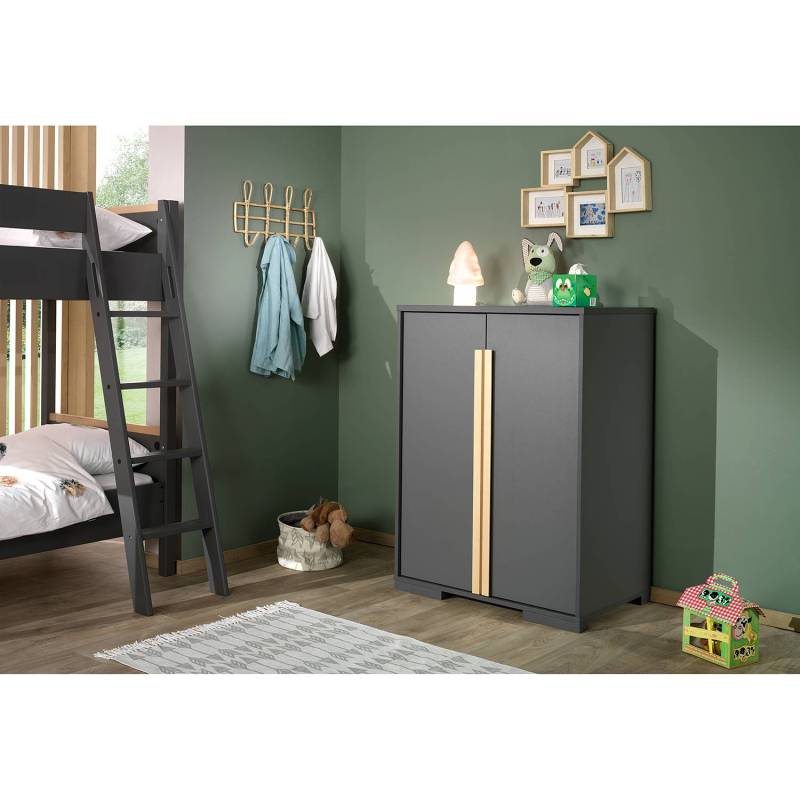 home24 Wäscheschrank 86 x 116 x 56cm Schwarz/Anthrazit von home24