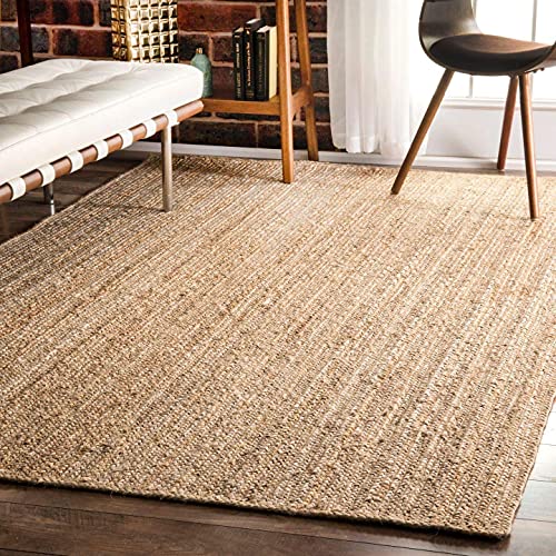 Handgeflochtener Teppich aus natürlicher Jute, handgefertigter quadratischer Teppich, indischer Teppich für Heimdekoration, 300 x 300 cm, Beige von Vipanth Exports