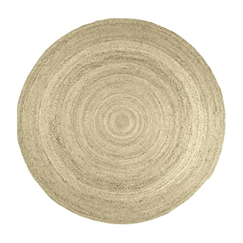 Vipanth Exports Jute-Teppich für Wohnzimmer, rund, 240 x 240 cm, Beige von Vipanth Exports