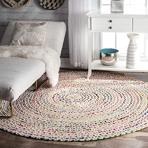Vipanth Exports Teppich aus Baumwolle, rund, 90 x 90 cm, Weiß von Vipanth Exports