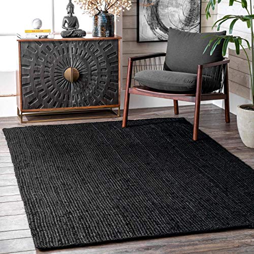 Vipanth Exports Traditioneller Jute-Teppich, rechteckig, für Wohnzimmer, Küche, Flur, Esszimmer, 80 x 150 cm, Schwarz von Vipanth Exports